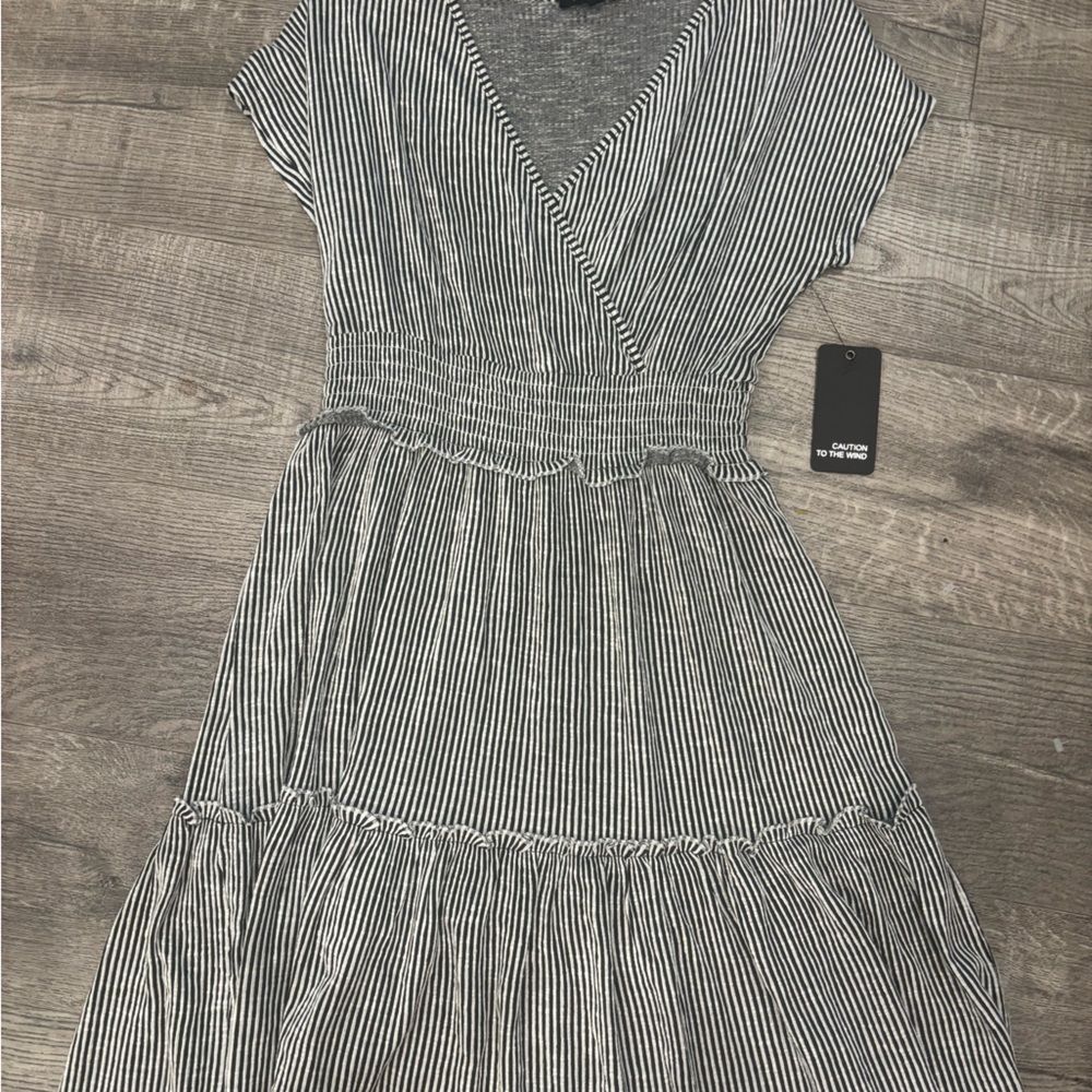 Caution To The Wind Black & White Striped Dress